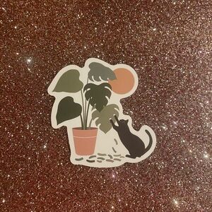 Cat Shredding Plant Sticker